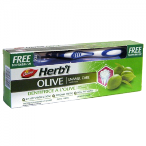  Фото - Зубная паста с экстрактом оливы Хербл уход за эмалью Дабур (Enamel Care Toothpaste Herb’l Olive Dabur), 150 г. + зубная щётка
