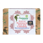 Мыло ручной работы Алоэ и Календула Сангам Хербалс (Aloe and Calendula soap Sangam Herbals), 100 г.