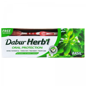  Фото - Зубная паста Хербл Базилик Дабур (Toothpaste Herb’l Basil Dabur), 150 г. + зубная щётка