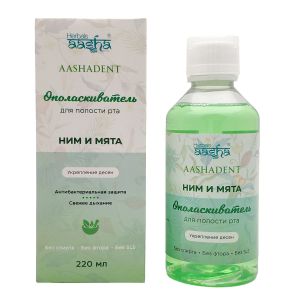  Фото - Ополаскиватель для полости рта укрепление десен, ним и мята, Ааша Хербалс (Aasha Herbals) 220мл.