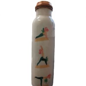  Фото - Медная бутылка-термос Йога, белая, 800 мл.