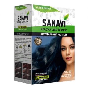  Фото - Краска для волос без аммиака тон «Натуральный Чёрный» Санави (Henna Series No Ammonia Sanavi), 75 г.