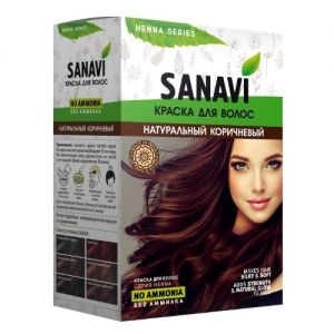  Фото - Краска для волос без аммиака тон «Натуральный Коричневый» Санави (Henna Series No Ammonia Sanavi), 75 г.