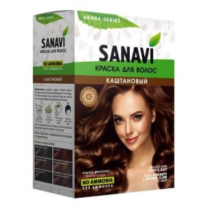  Фото - Краска для волос без аммиака тон «Каштановый» Санави (Henna Series No Ammonia Sanavi), 75 г.