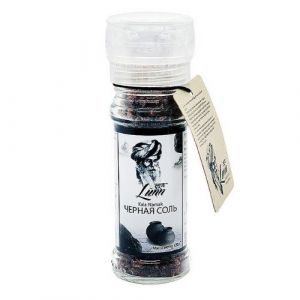  Фото - Черная соль, в стеклянном флаконе с крышкой-мельницей (Lunn), 120 г.