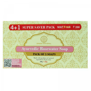  Фото - Глицериновое мыло с розовой водой Кхади Натурал (Herbal Rosewater soap Khadi Natural), упаковка 5 шт.