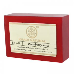  Фото - Глицериновое мыло ручной работы с клубникой Кхади Натурал (Strawberry soap Khadi Natural), 125 г.