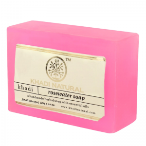  Фото - Глицериновое мыло ручной работы с розовой водой Кхади Натурал (Rosewater soap Khadi Natural), 125 г.