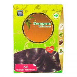  Фото - Натуральная краска для волос N6 "Чистый табачный" (Коричневый) Сангам Хербалс (Sangam Herbals), 100 г.