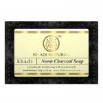 Глицериновое мыло ручной работы с нимом и бамбуковым углем Кхади Натурал (Neem charcoal soap Khadi Natural), 125 г.