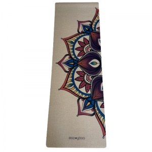  Фото - Коврик для йоги джутовый Мандала Цветной Эгойога (Mandala Color Jute Egoyoga), джут/каучук 183х61х0,3 см.
