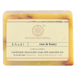 Мыло ручной работы с розовыми лепестками и мёдом Кхади Натурал (Rose & Honey soap Khadi Natural), 100 г.
