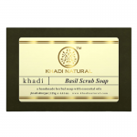Глицериновое мыло-скраб ручной работы с базиликом Кхади Натурал (Basil scrub soap Khadi Natural), 125 г.
