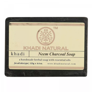 Фото - Глицериновое мыло ручной работы с нимом и бамбуковым углем Кхади Натурал (Neem charcoal soap Khadi Natural), 125 г.