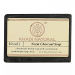 Глицериновое мыло ручной работы с нимом и бамбуковым углем Кхади Натурал (Neem charcoal soap Khadi Natural), 125 г.
