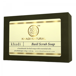  Фото - Глицериновое мыло-скраб ручной работы с базиликом Кхади Натурал (Basil scrub soap Khadi Natural), 125 г.