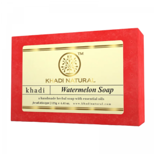  Фото - Глицериновое мыло ручной работы с арбузом Кхади Натурал (Watermelon soap Khadi Natural), 125 г.