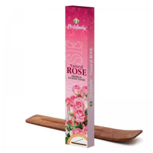  Фото - Ароматические палочки длительного тления Роза Премиум Бестофиндия (Rose Premium Incense Sticks Bestofindia), 20шт. + подставка