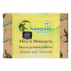  Фото - Мыло с глицерином Мед и Миндаль Сангам Хербалс (Honey and Almond Soap Sangam Herbals), 100 г.