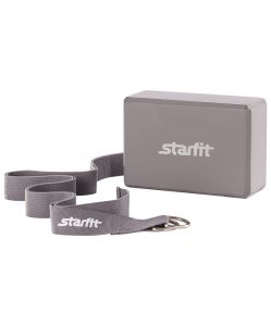  Фото - Комплект из блока и ремня для йоги Starfit (серый)