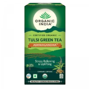  Фото - Чай зеленый Тулси Ашвагандха Органик Индия (Tulsi Ashwagandha Green Tea Organic India), 25 пак. 