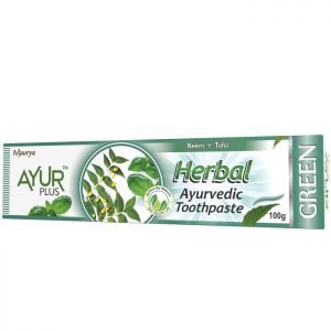  Фото - Травяная зубная паста Зелёная Ним-Тулси Аюр Плюс (Herbal Ayurvedic Toothpaste Green Neem Tulsi Ayur Plus), 100 г.