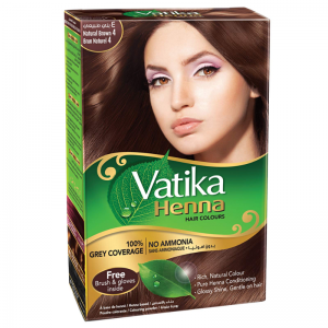  Фото - Краска для волос на основе натуральной хны тон 4 Натуральный коричневый Дабур Ватика (Henna Hair Colours Natural Brown Dabur Vatika), 60 г.