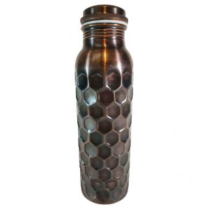  Фото - Медная бутылка-термос с рельефом соты, 800 мл.
