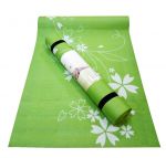 Коврик для йоги Flower 175х60х0,4 см, с рисунком, зеленый