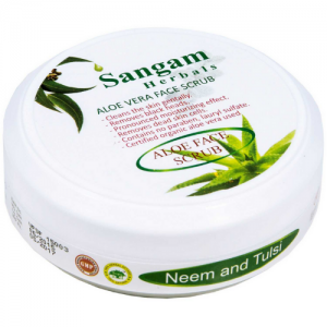 Алоэ скраб для лица «Ним Тулси» Сангам Хербалс (Aloe Vera Face Scrub Neem and Tulsi Sangam Herbals), 100 г.