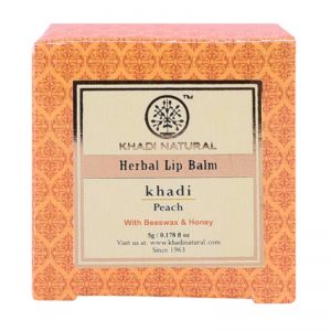 Бальзам для губ «Персик» с пчелиным воском и мёдом Кхади Натурал (Herbal Lip Balm Peach with Beeswax & Honey Khadi Natural), 5 г.