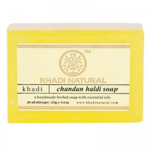 Глицериновое мыло ручной работы с куркумой и сандалом Кхади Натурал (Chandan haldi soap Khadi Natural), 125 г.