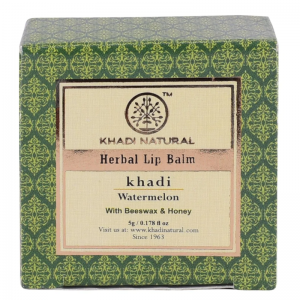 Бальзам для губ «Арбуз» с пчелиным воском и мёдом Кхади Натурал (Herbal Lip Balm Watermelon with Beeswax & Honey Khadi Natural), 5 г.