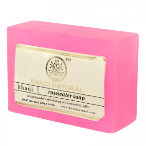 Глицериновое мыло ручной работы с розовой водой Кхади Натурал (Rosewater soap Khadi Natural), 125 г.