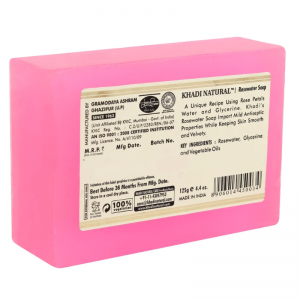 Глицериновое мыло ручной работы с розовой водой Кхади Натурал (Rosewater soap Khadi Natural), 125 г.