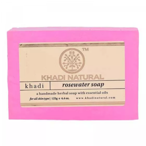 Глицериновое мыло ручной работы с розовой водой Кхади Натурал (Rosewater soap Khadi Natural), 125 г.
