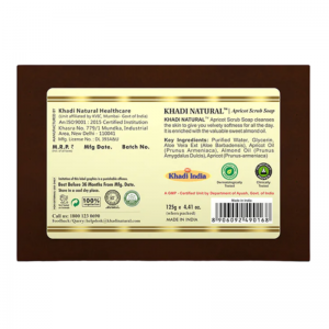 Глицериновое мыло-скраб ручной работы с абрикосовыми косточками Кхади Натурал (Apricot scrub soap Khadi Natural), 125 г.