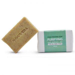 Мыло холодной варки «Ним, Тулси и Мята» для всех типов кожи Амсарведа (Cold Process Soap Purifying Amsarveda), 100 г.