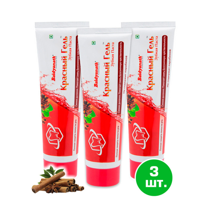 Зубная паста-гель Красная Байдианат (Red Gel Toothpaste Baidyanath), 100 г. (3 штуки)