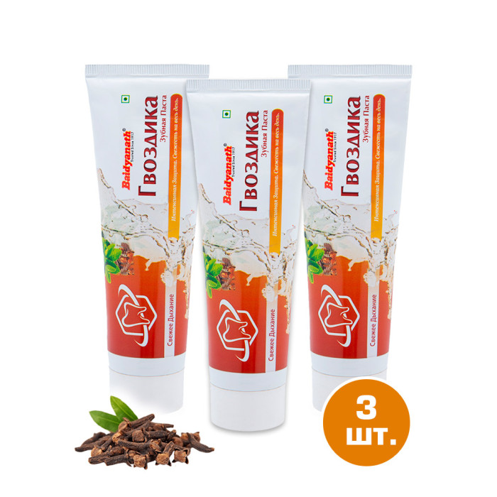 Зубная паста Гвоздика Байдианат (Clove Toothpaste Baidyanath), 100 г. (3 штуки)