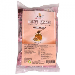 Леденцы от кашля Мед и Имбирь Бапс Амрут (Herbal Cough Drops Honey & Ginger with Honey & Ginger Baps Amrut), 20 шт.