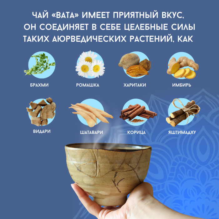 Аюрведический балансирующий чай Вата Агнивеша (Vata Balance Tea Agnivesa), 100 г.