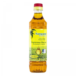 Масло горчичное (из желтой горчицы) холодный отжим Сангам Хербалс (Extra Virgin Mustard Oil Sangam Herbals), 500 мл.