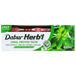 Зубная паста Хербл Базилик Дабур (Toothpaste Herb’l Basil Dabur), 150 г. + зубная щётка