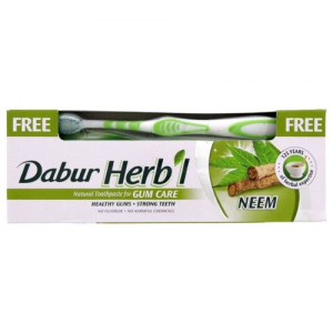 Зубная паста Хербл Ним Дабур (Natural Toothpaste for Gum Care Herb’l Neem Dabur), 150 г. + зубная щётка