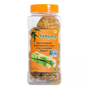 Сахар Гур цельный тростниковый Сангам Хербалс (Jaggery Sangam Herbals), 250 г.