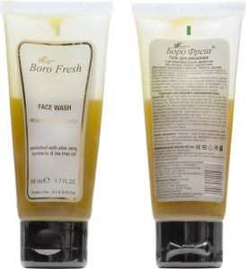 Гель для умывания Алоэ вера, Куркума и Масло Чайного дерева Боро Фреш (Face wash Aloe vera, Turmeric & Tea tree oil Boro Fresh), 50 мл.