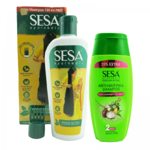 Аюрведический набор против выпадения волос Сеса: Масло для волос 200 мл + Шампунь 100 мл. (Ayurvedic Anti Hair Fall Combo Sesa)