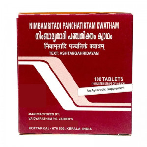 Нимбамритади Панчатиктам Кватхам Коттаккал Аюрведа (Nimbamritadi Panchatiktam Kwatham Kottakkal Ayurveda), 100 таб.