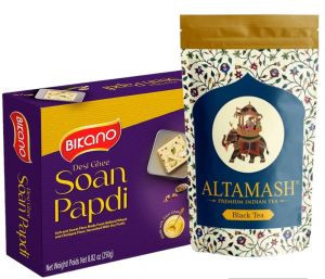 Набор из черного индийского чая Алтамаш (Black Tea Altamash) и индийских сладостей Соан Папди-G Бикано (Soan Papdi-G Bikano)